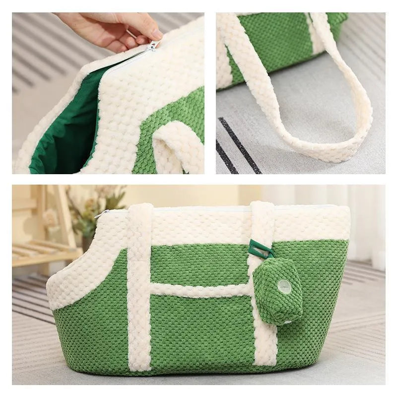 Shoulder pet carrier bag with cartoon stripe pattern for small cats and dogs