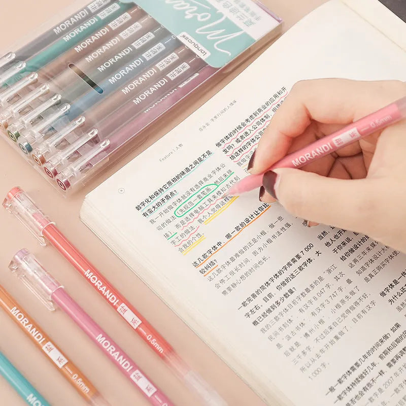 Set of nine gel pens with 0.5mm needle tips in a choice of colour series including Nordic and Retro.