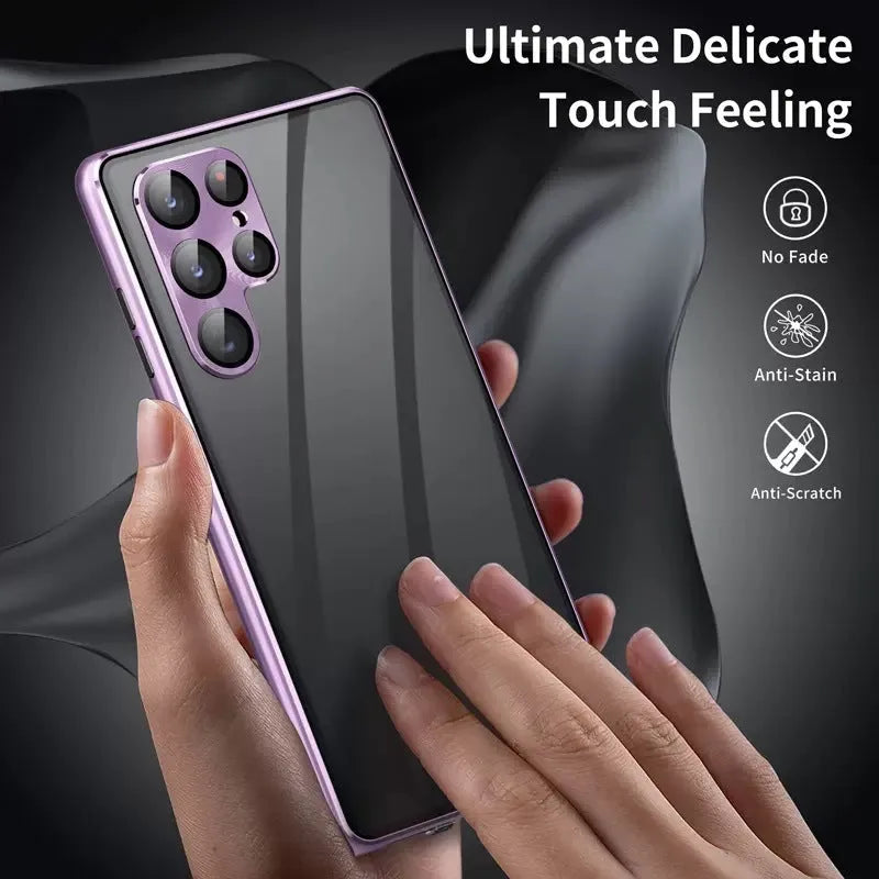 Magnetic mirror phone case with peep-proof screen for Samsung Galaxy S24 Ultra in multiple colours