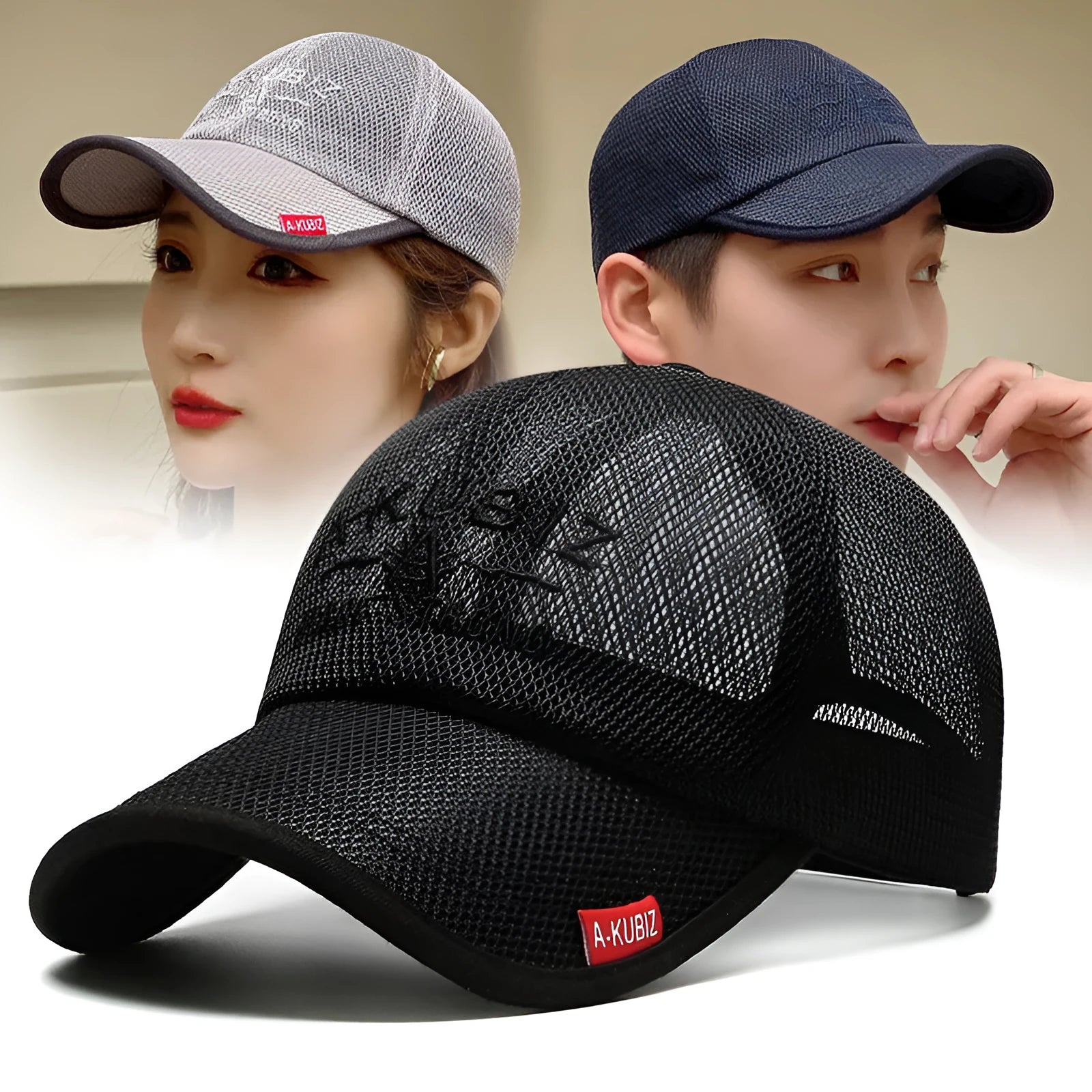 Men's adjustable mesh baseball cap in dome crown style with breathable fabric for summer sun protection