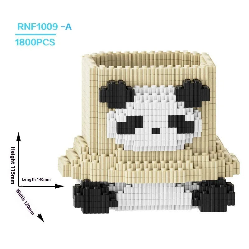 Small particle assembled building block toy in rainbow rabbit theme, ABS plastic, colour box package