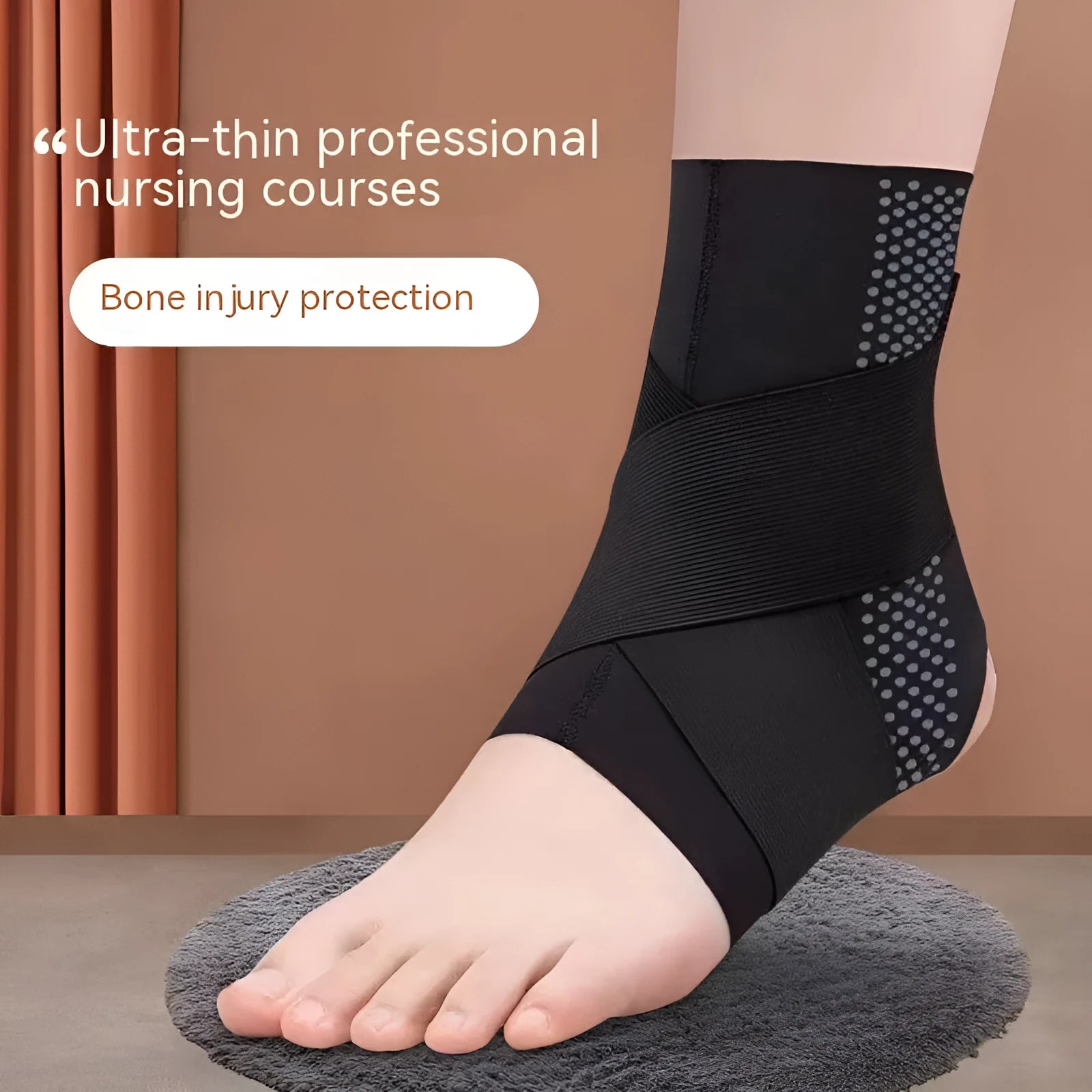 Black Lycra cloth ankle support for adult sports and rehabilitation.