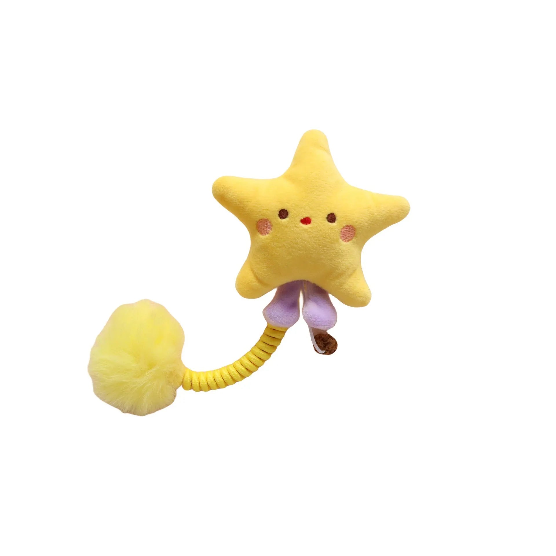 Plush cat toy with silvervine fruit, flexible spring, and fuzzy ball in animal design options