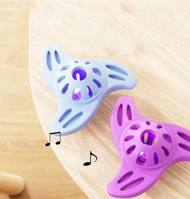 Blue TPU boomerang dog chew toy for medium and large breed dogs with textured molar cleaning surfaces