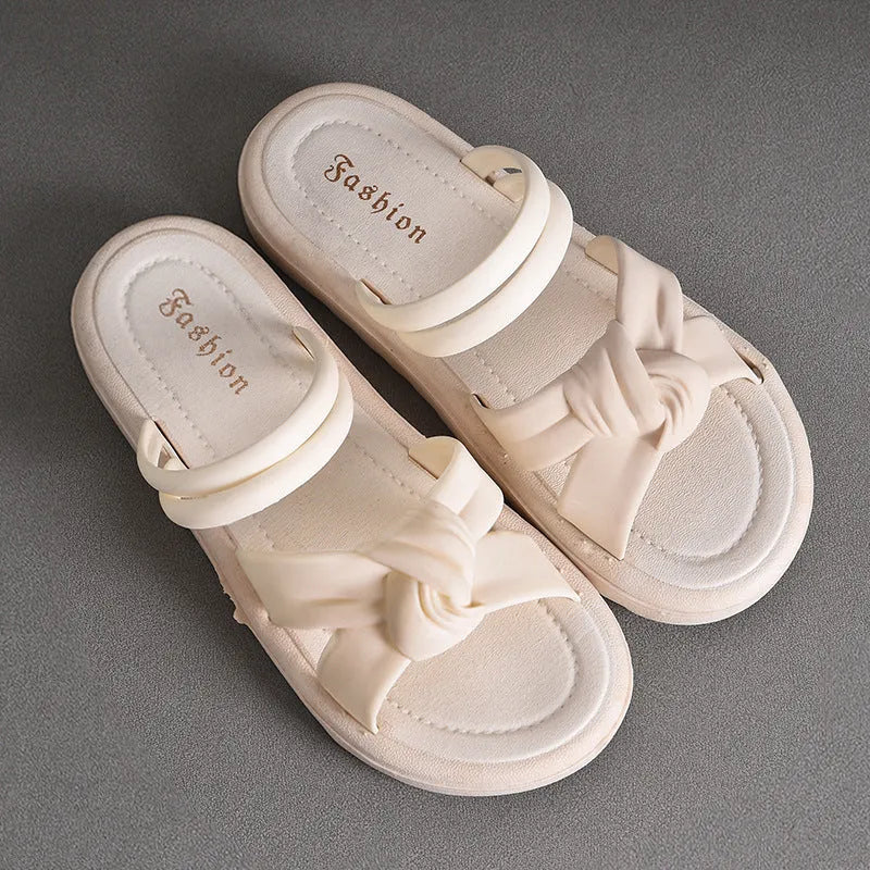 Women's black and white sandals with thick back support and two-way wear design for outdoor leisure