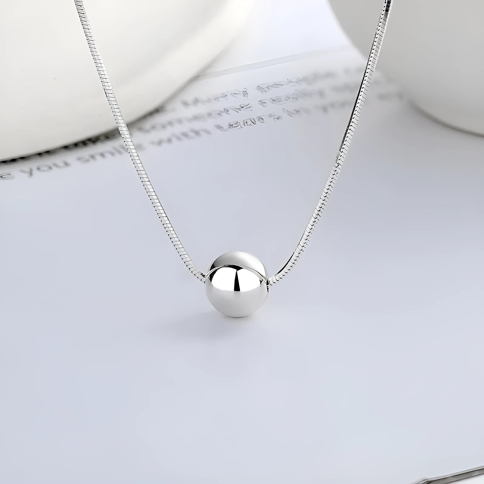 Small ball pendant silver clavicle chain necklace with round design in YFL376 colour