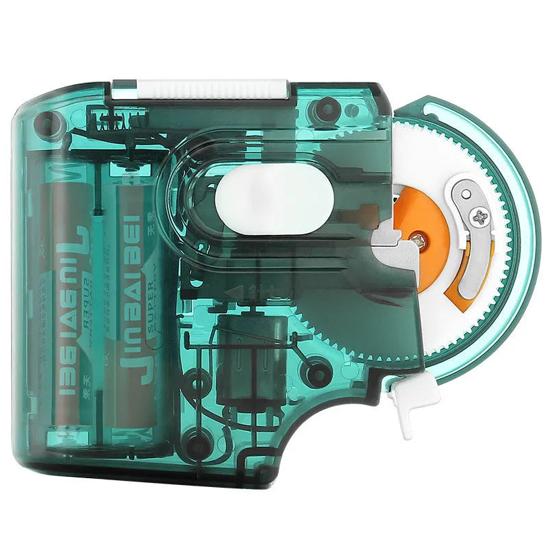 Transparent electric fishing hook tier tool in lake blue colour with visible internal mechanism