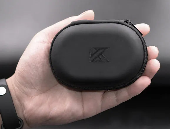 Black oval leather earphone storage case for EDX PRO and ZEX PRO models