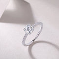 Moissanite wedding ring set with platinum-plated S925 silver, 1-10 carat stone, in gift box with GRA certificate