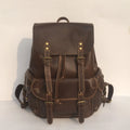 Coffee brown men's genuine leather rucksack with air pillow belt comfort system