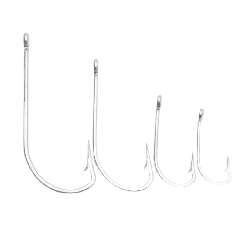 Pack of stainless steel alloy sea fishing hooks for seahorse and weever, showing multiple specification styles.