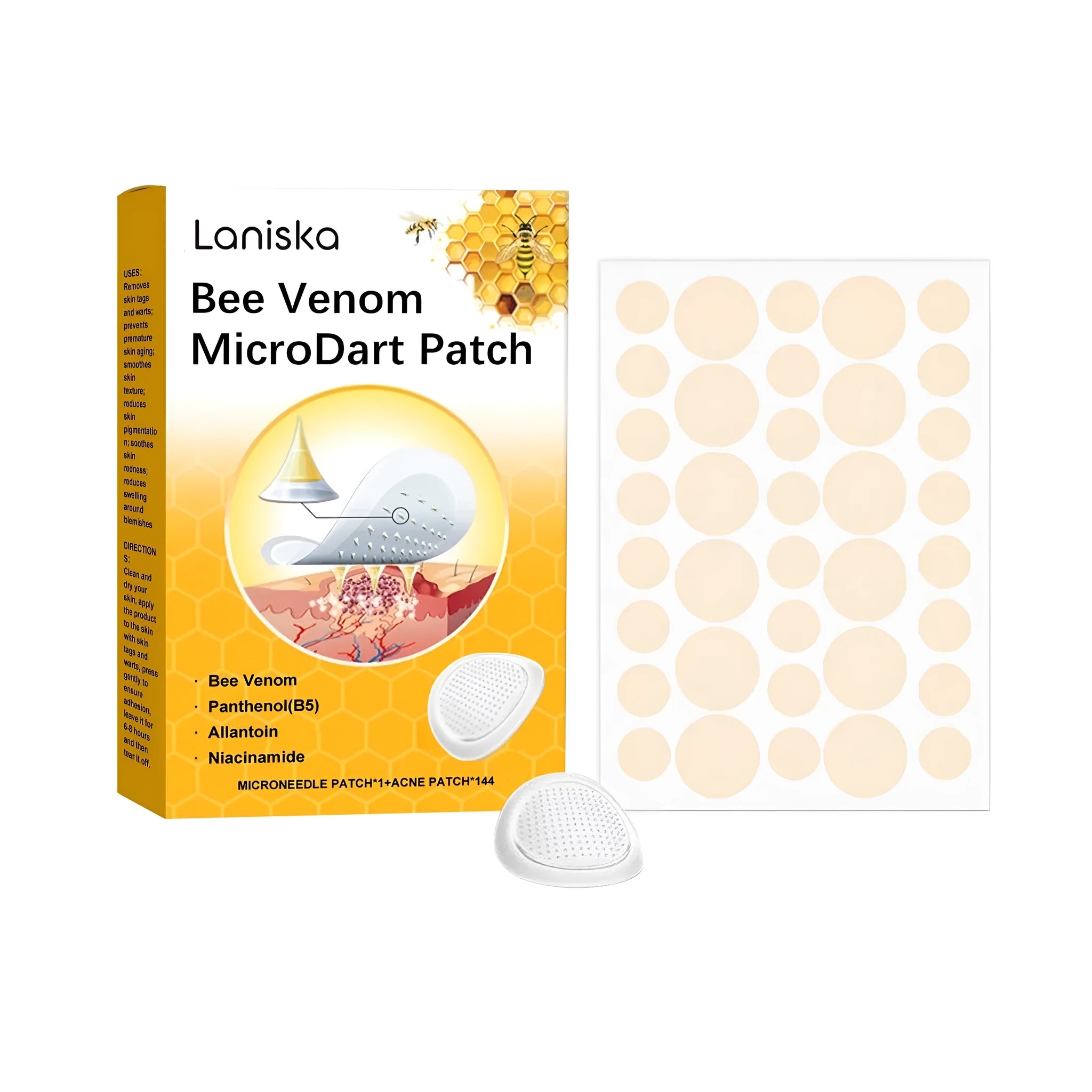 Wart removal microdart patch package with bee venom and 144 acne patches