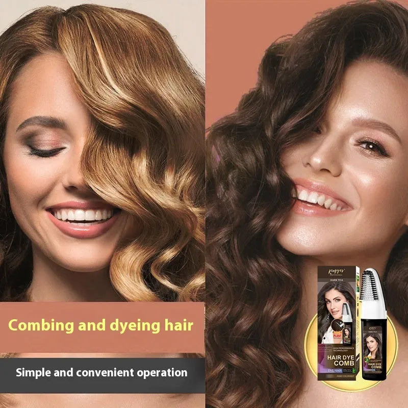 Hair dye colour cream kit with easy-colouring comb in brown, wine red and dark brown 200ml bottles