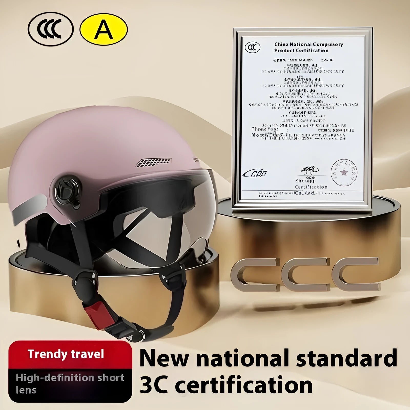 3C certified polypropylene motorcycle helmet for electric bikes with sun protection, shown in multiple colours.