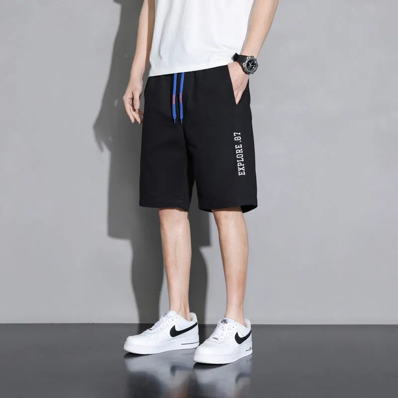 Cotton shorts for boys in black, khaki or white with mid-waist design and extended plus sizes up to 8XL