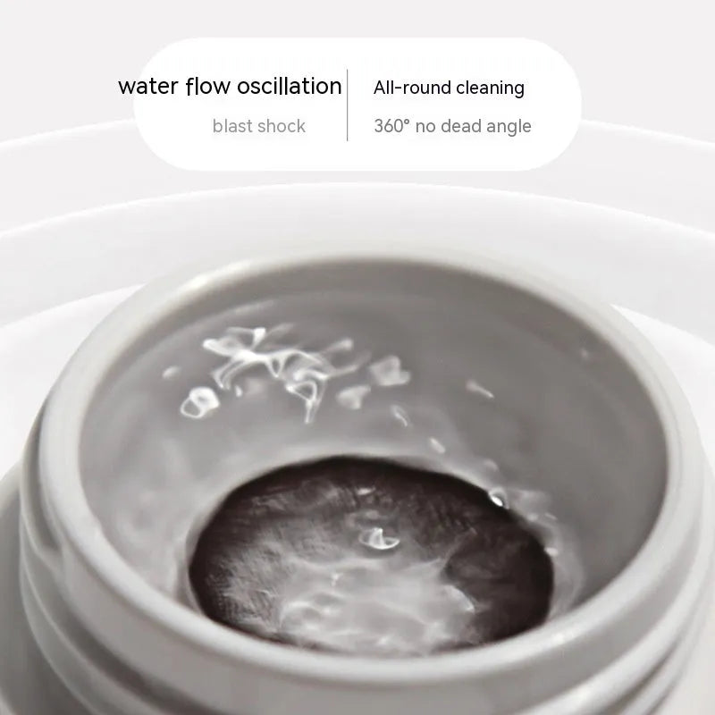 Blue automatic ultrasonic contact lens cleaning machine on a white background.