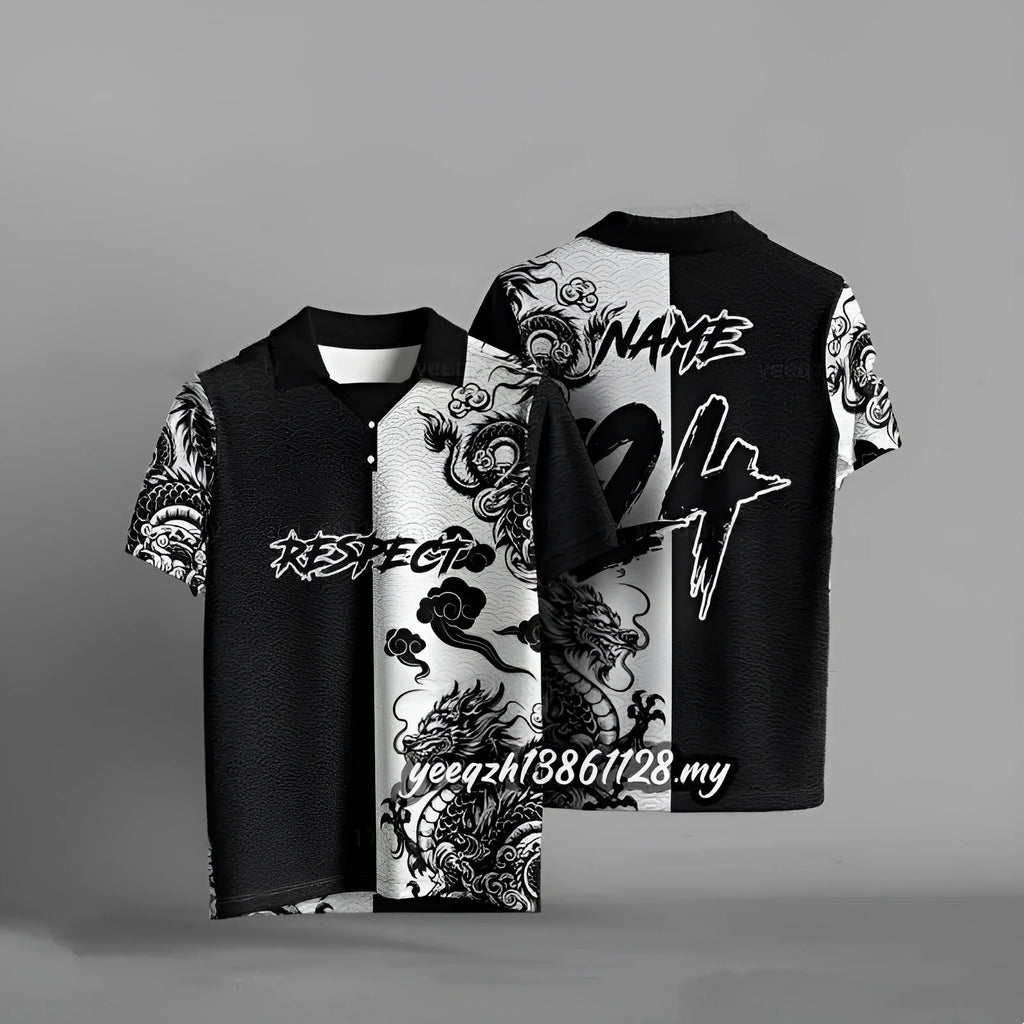 Black loose-fit short sleeve T-shirt with a 3D digital print design