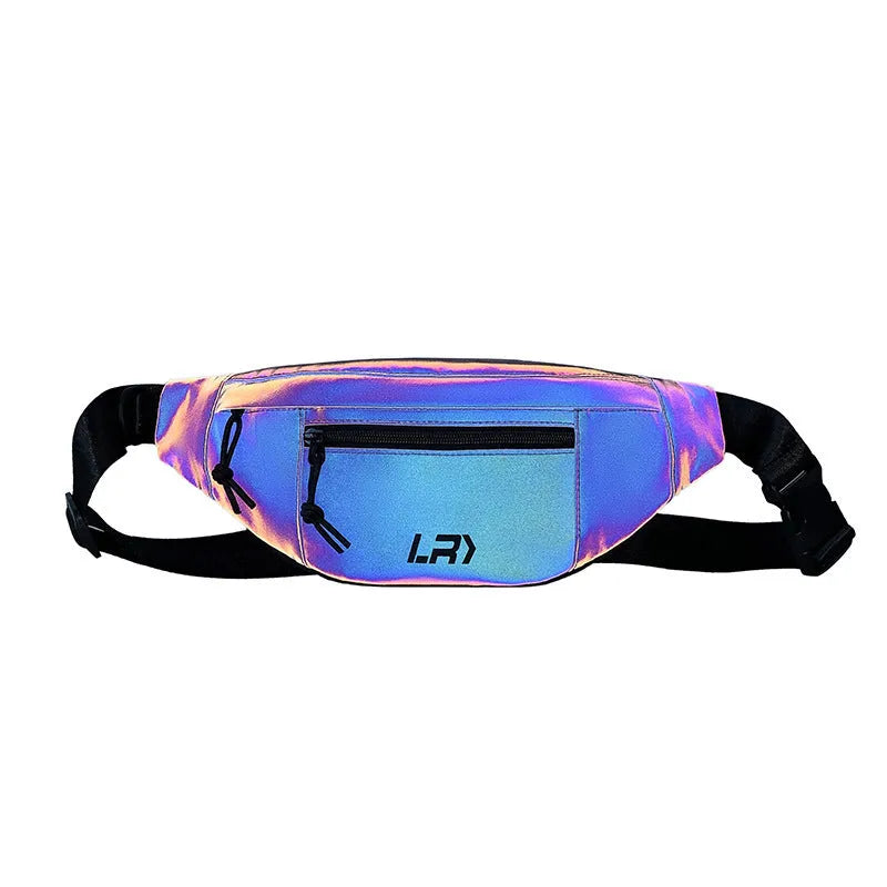 Blue crossbody reflective chest cycling bag with open pocket and soft handle