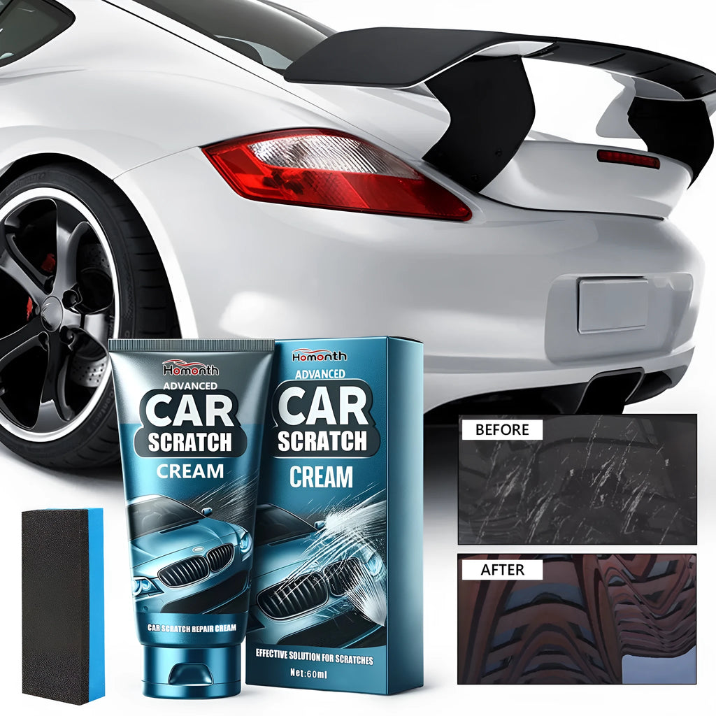 Car scratch repair cream tube and sponge for automotive paint restoration