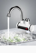 White kitchen instant electric water heater tap with digital temperature display
