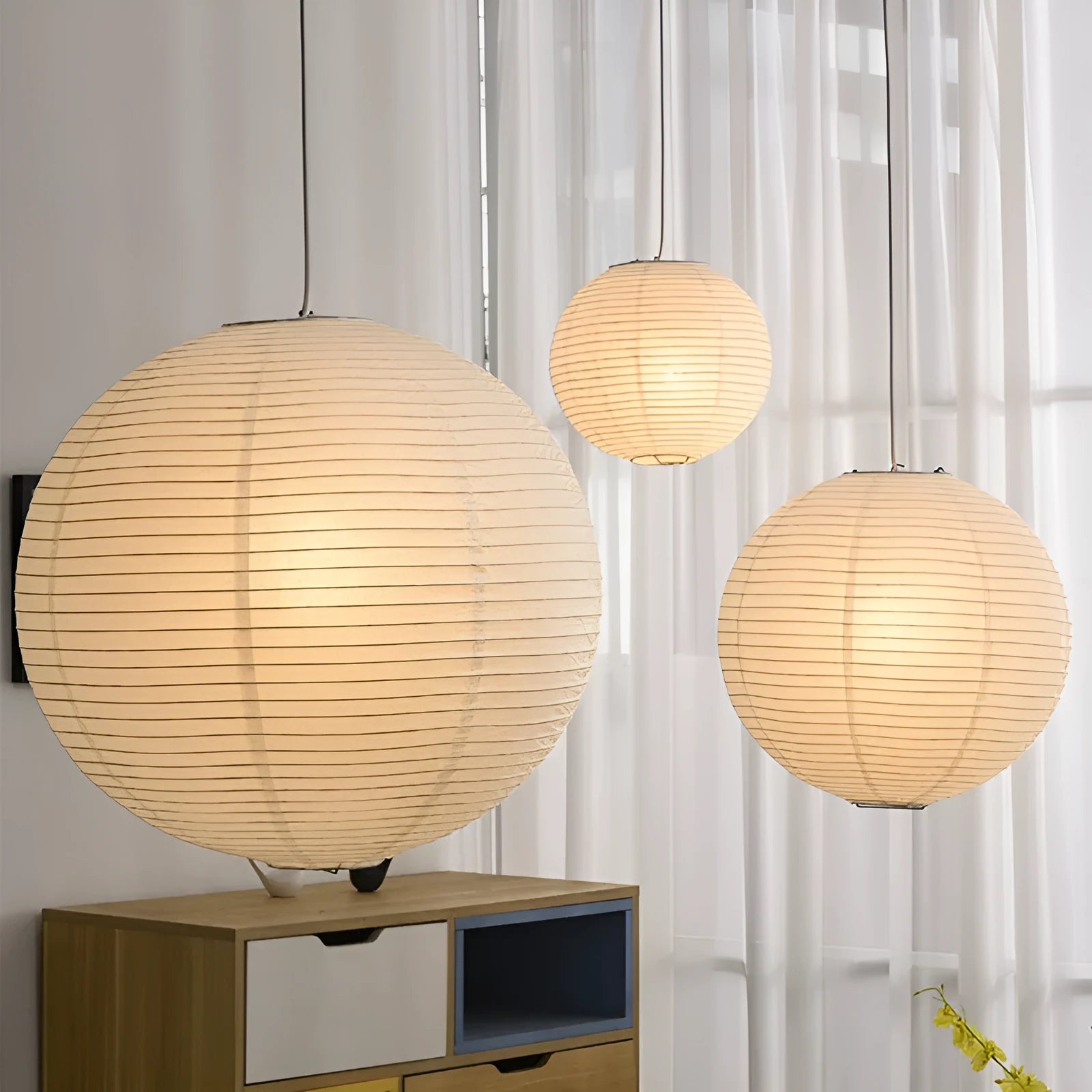 Ji Ji Feng modern paper chandelier ceiling pendant light with three colour lighting options