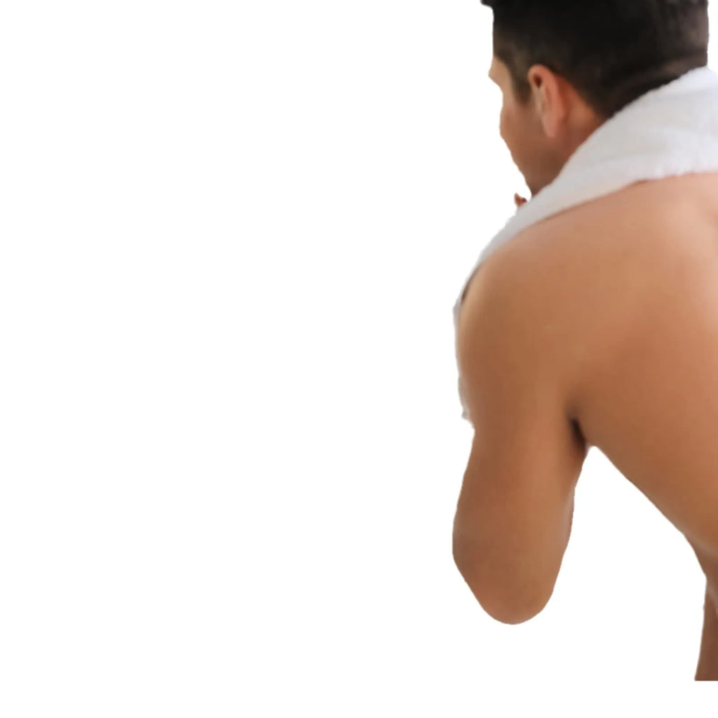 Men's black portable PU travel wash bag with toiletry items inside.
