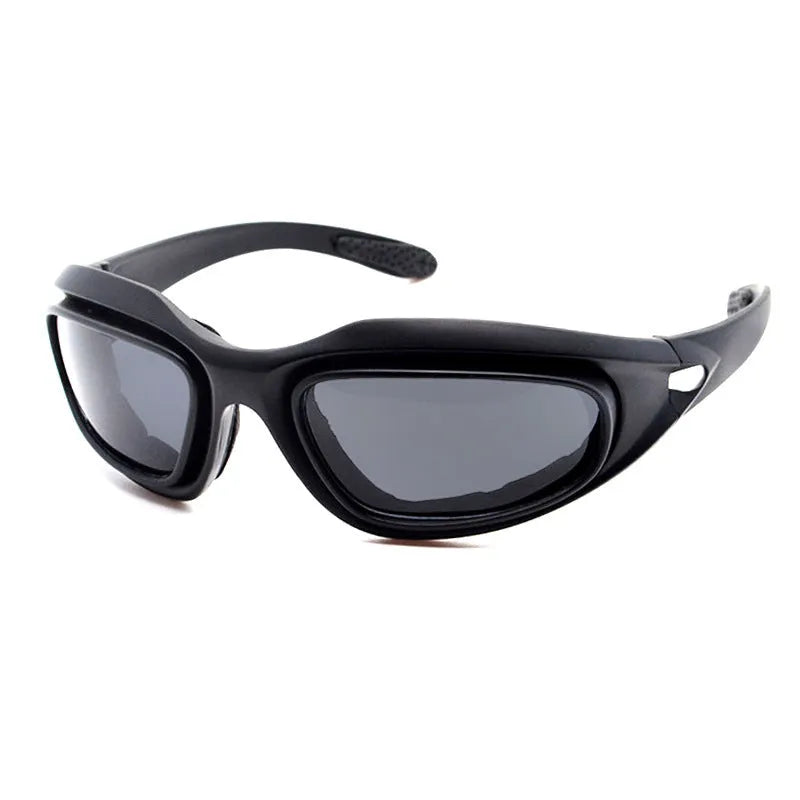 Polarized tactical sports sunglasses with a full-rim frame for outdoor cycling.