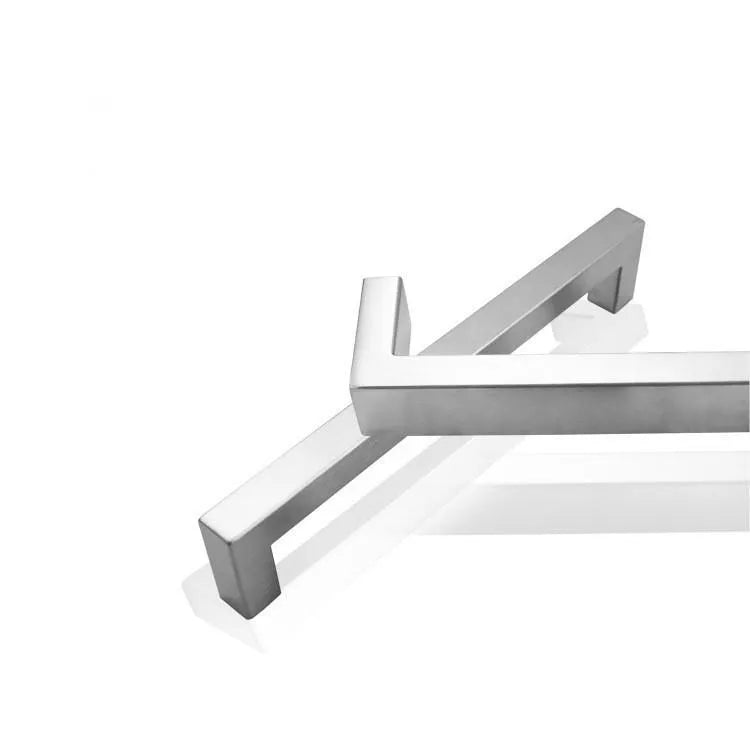 Stainless steel square pipe drawer handle with wire drawing finish in silver, black, or gold