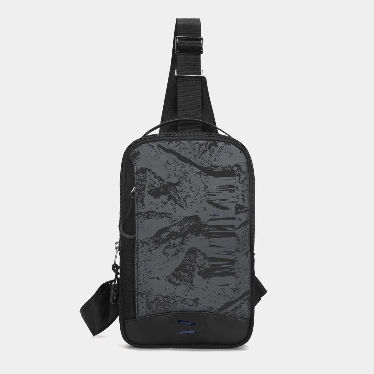 Casual black TPU chest bag with a single shoulder strap and soft handle.