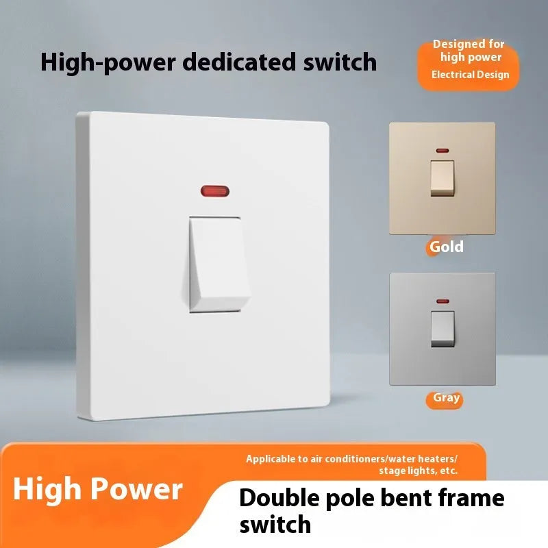 Water heater and air conditioner double-break switch with LED indicator panel in gold finish