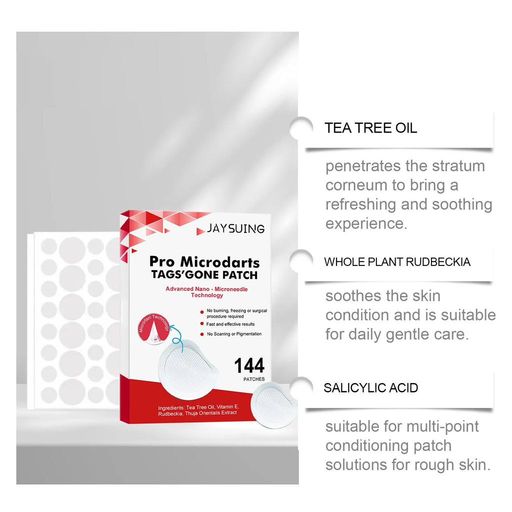 144 tea tree oil micro needle wart removal patches with botanical extracts in adhesive bandage format
