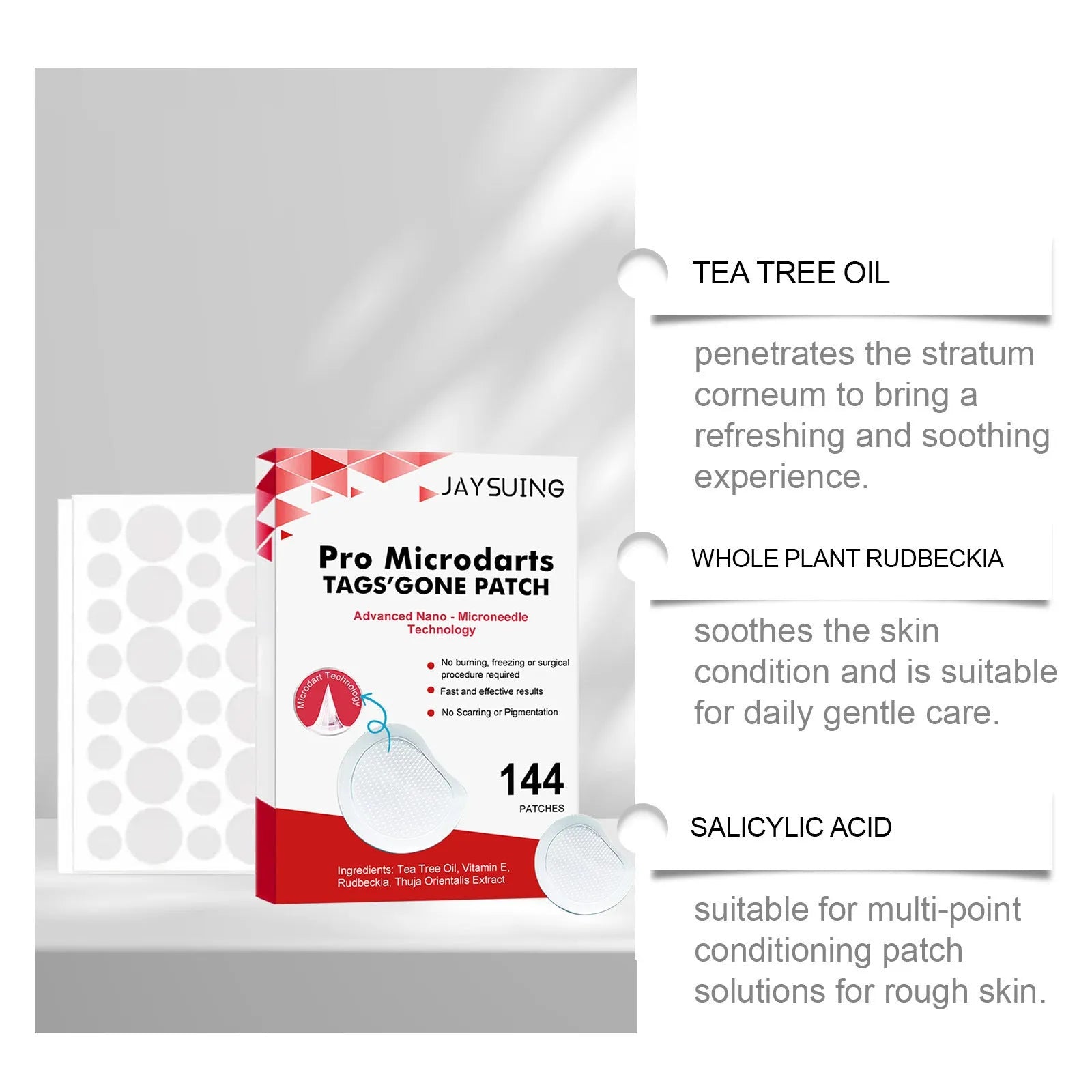 144 tea tree oil micro needle wart removal patches with botanical extracts in adhesive bandage format