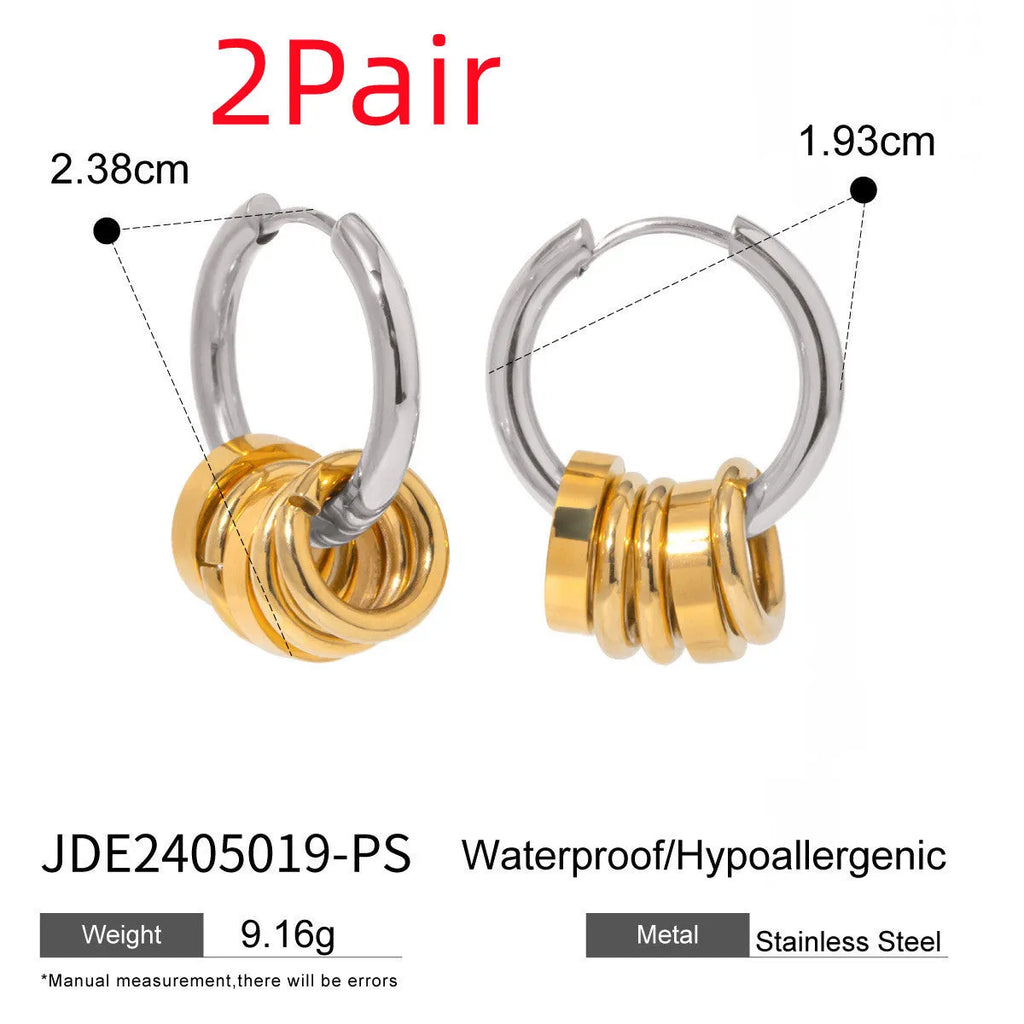 Stainless steel earrings with electroplated silver tone and black tone colour options