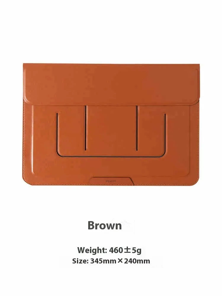 13.3-inch laptop bracket bag with integrated dual-angle holder in black and brown colour options