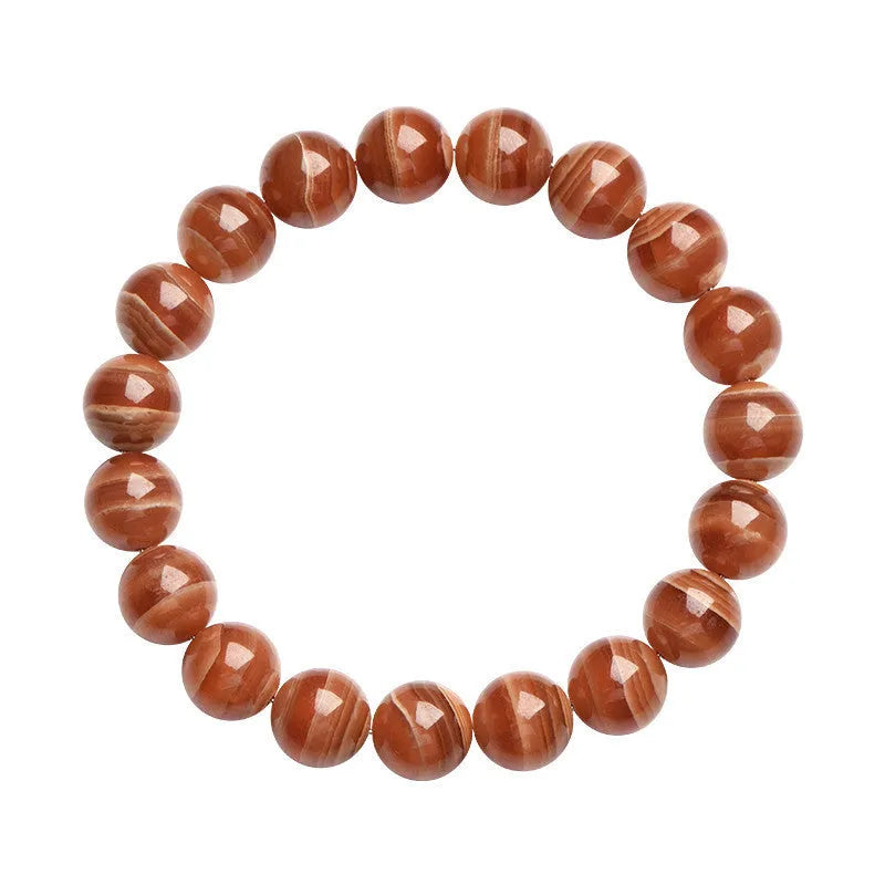 Natural Old Mine Rhodochrosite mineral bracelet with geometric manganese spar beads