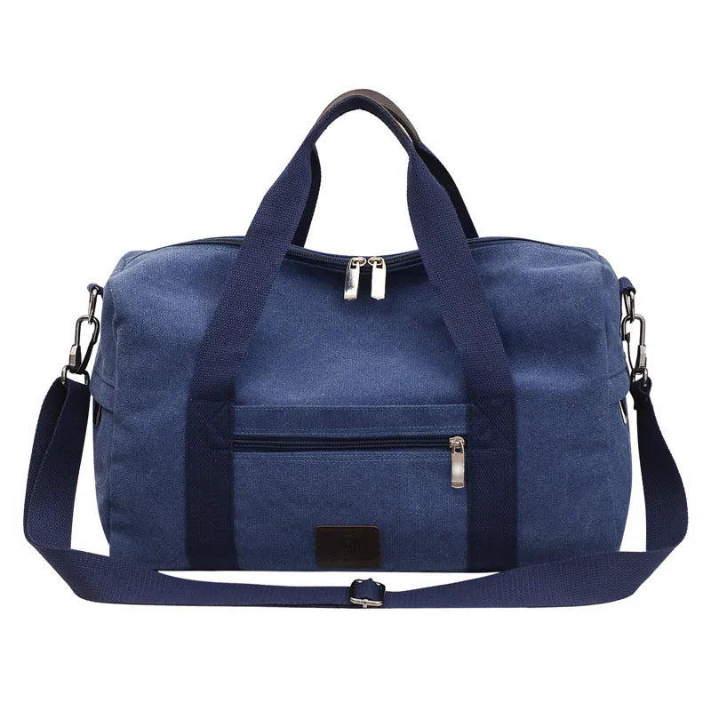 Men's canvas travel duffel bag with three straps in Big Army Green colour