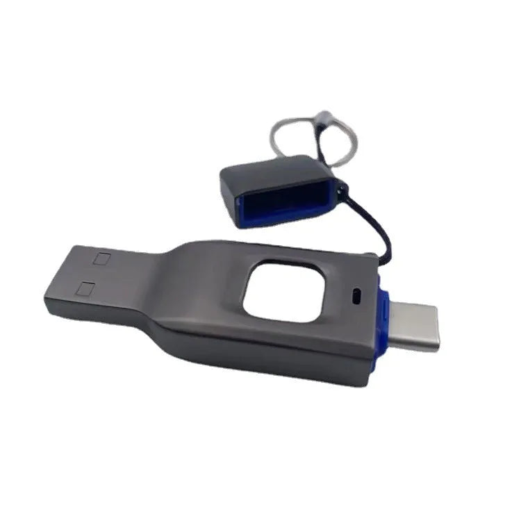 Fingerprint encrypted USB flash drive with USB 3.0 and Type-C ports in metal shell