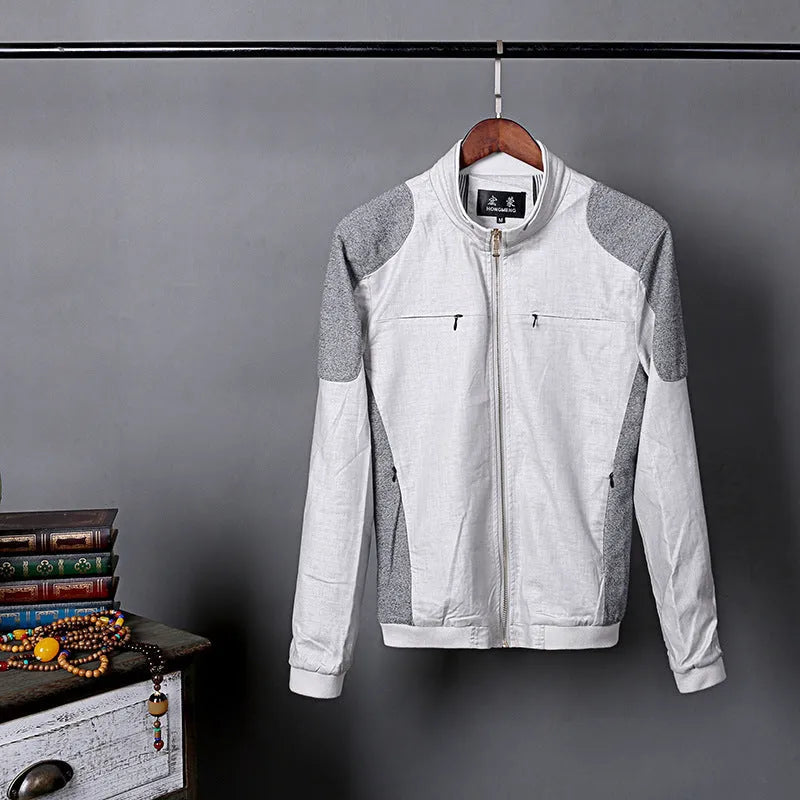 Men's thin linen jacket in regular cut with cotton fabric, available in multiple colours and extended sizes