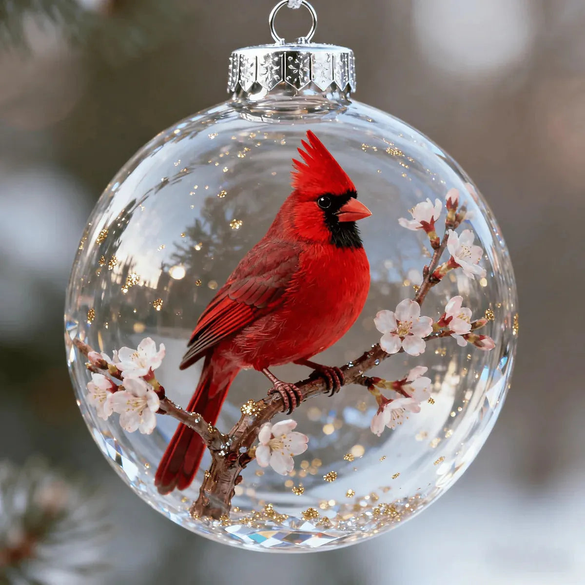 Natural crystal bird pendant ornament 7cm in hummingbird design with faceted finish