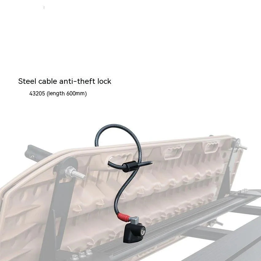 Roof platform steel cable lock with plastic sheathing for outdoor equipment security