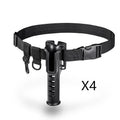 Fishing rod belt support bracket in black nylon, waist-mounted holder for rods with handle diameter under 3.5cm