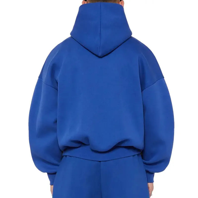 Men's fleece-lined cotton hoodie sweatshirt with wool lining in solid colour options