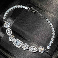 Women's silver-plated diamond bracelet with inlaid zircon, geometric shape, copper white gold plated, Type A 16+3cm