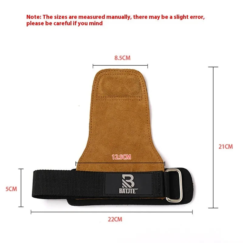 Brown horizontal bar pull-up wrist protector pair showing hard pull horizontal push design for fitness training