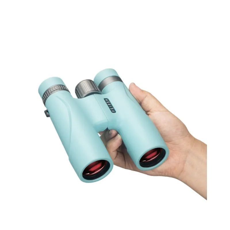 10x32 binoculars with wine red film coating in grey colour option showing compact design