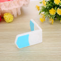 White ABS plastic corner drawer child safety lock with adhesive tape for cabinets