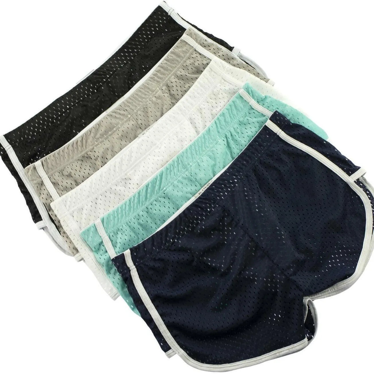 Men's black three-point boxer shorts on a white background showing mid-waist design.