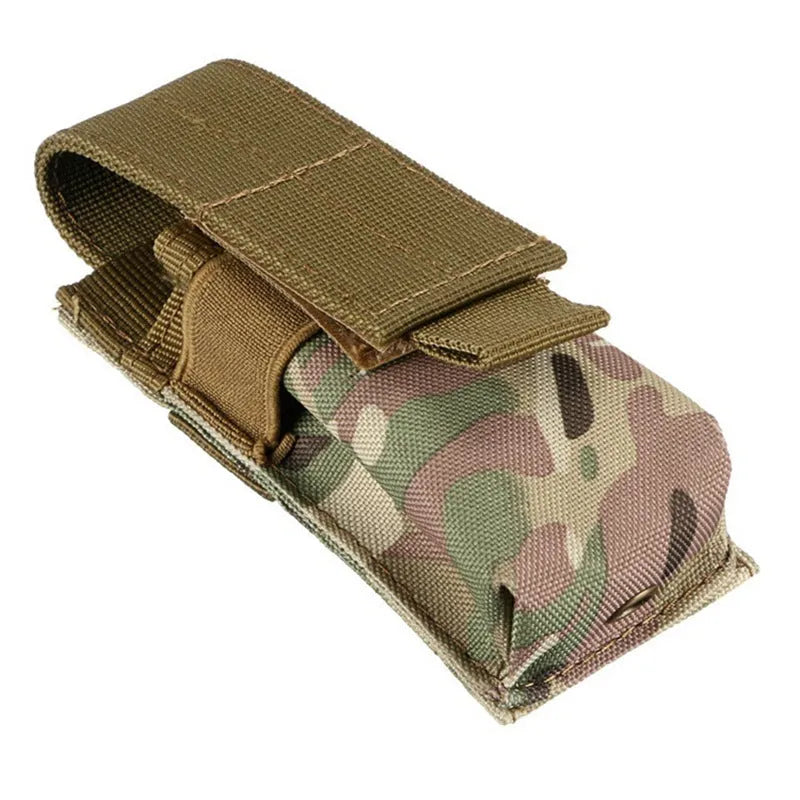 Tactical MOLLE waist utility pouch for pistols and flashlights in camouflage