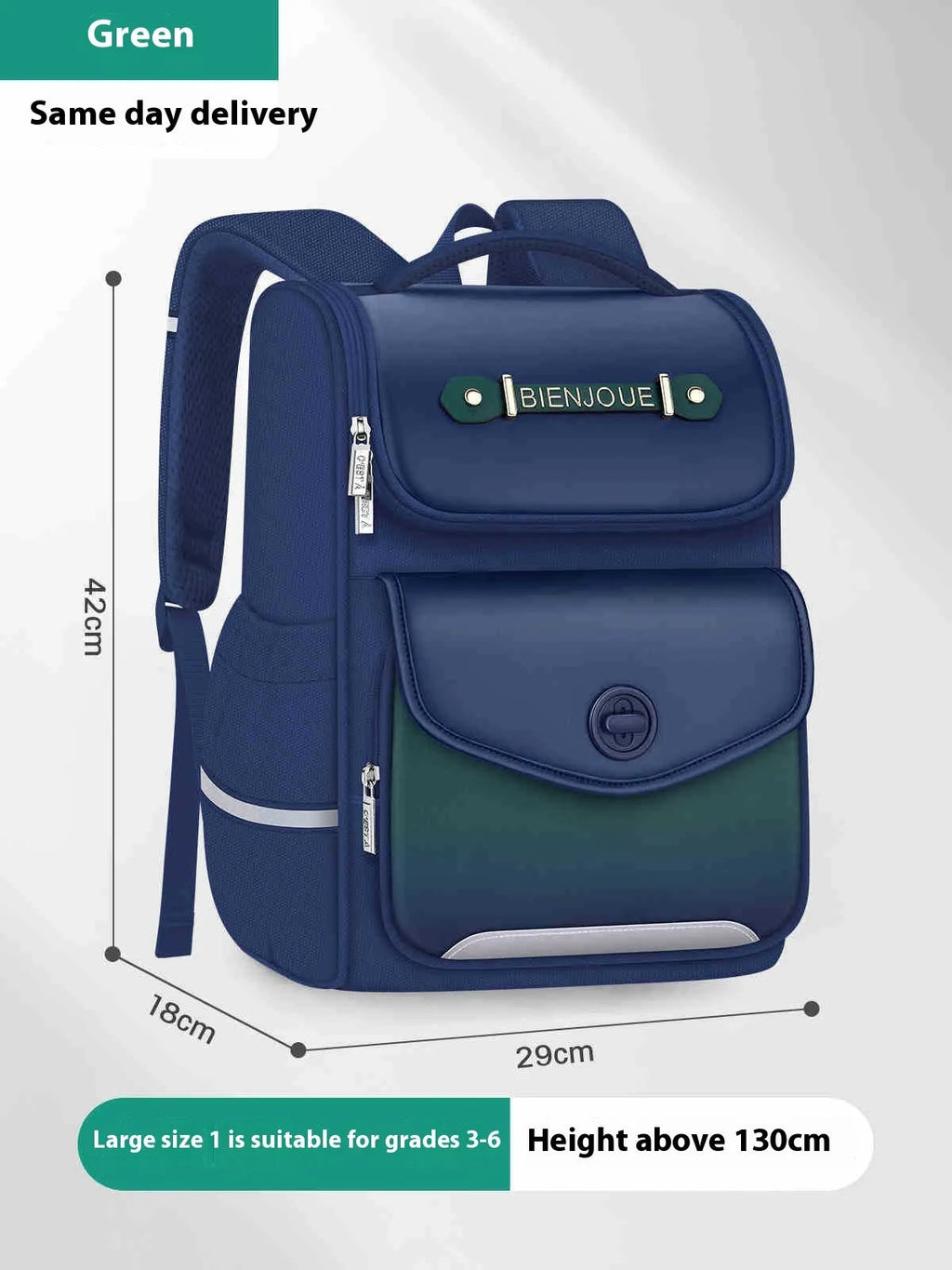 Waterproof Oxford cloth schoolbag for primary school girls in pink, purple or green colours