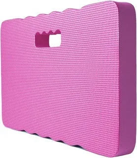 Blue plastic garden kneeler mat with dimensions 45 by 28 by 4 centimetres on grass.